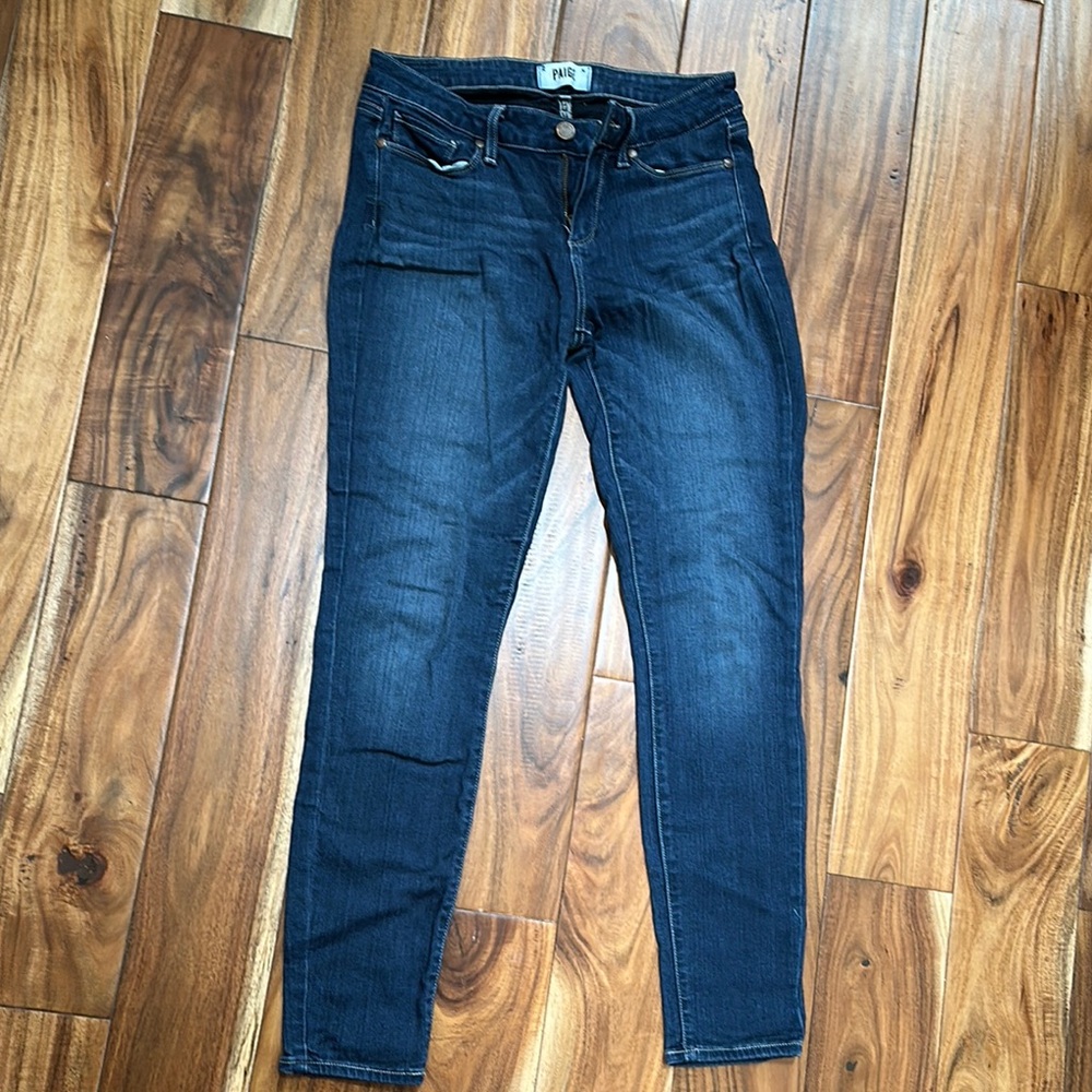 Paige  Blue Skinny Jeans with Faded Detailing